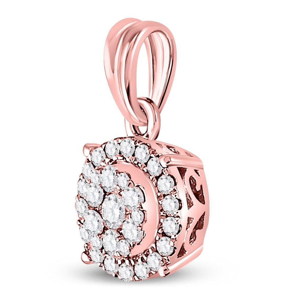 14K Rose Gold Round Diamond Pendant - 1/4 Carat Total Diamond Weight