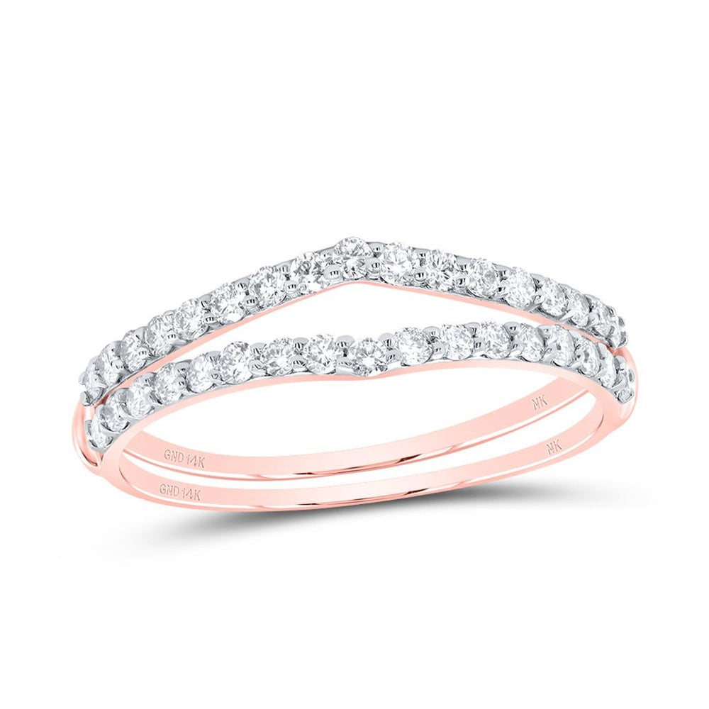 14K Rose Gold Round Diamond Ring - 1/2 Carat Total Diamond Weight