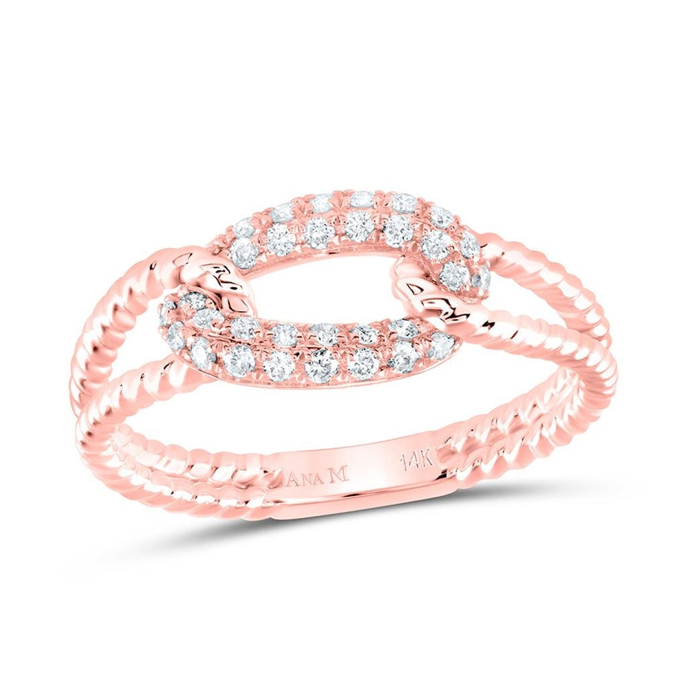 14K Rose Gold Round Diamond Ring - 1/5 Carat Total Diamond Weight