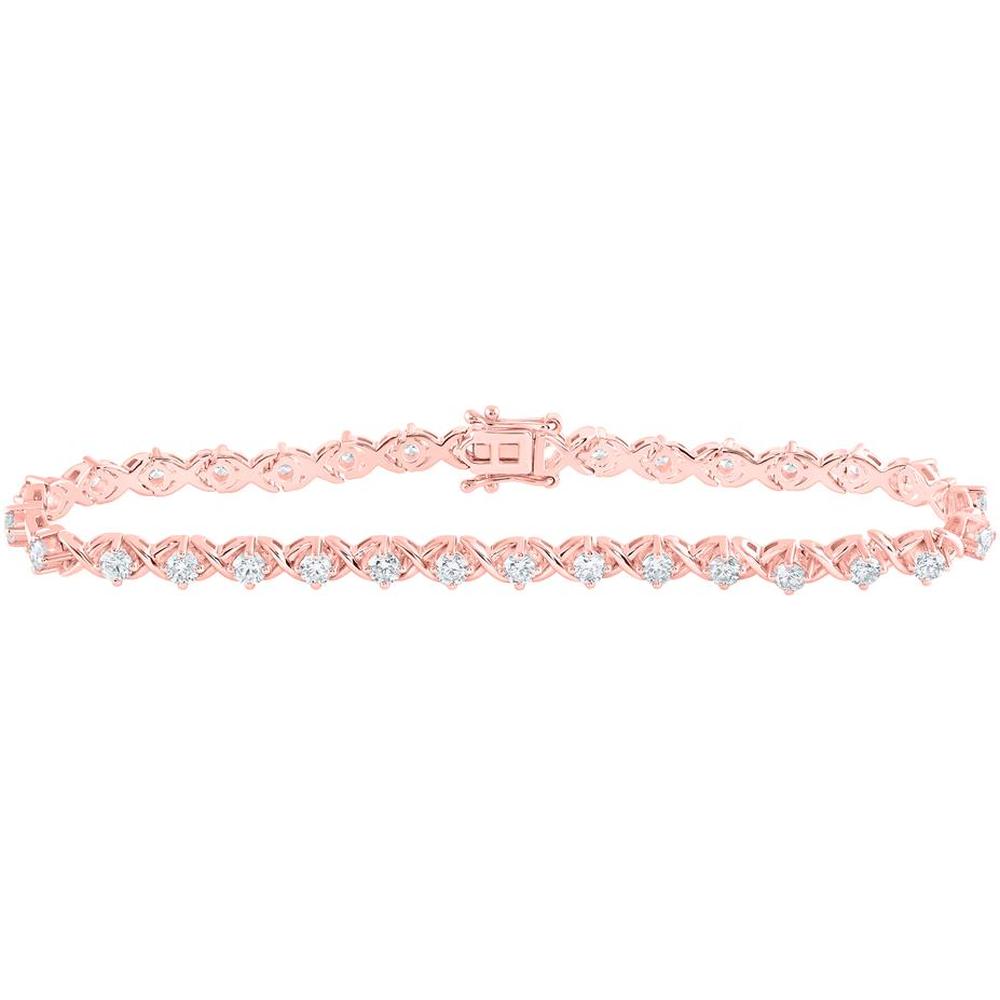 14K Rose Gold Round Diamond Tennis Bracelet - 2.68 Carat Total Diamond Weight