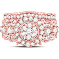 14K Rose Gold Round Diamond Vintage Bridal Wedding Ring Set - 2.01 Carat Total Diamond Weight