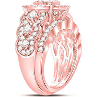 14K Rose Gold Round Diamond Vintage Bridal Wedding Ring Set - 2.01 Carat Total Diamond Weight