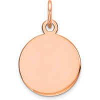 14K Rose Gold Round Disc Charm - Personalized Engravable Pendant by Oro Pregiato