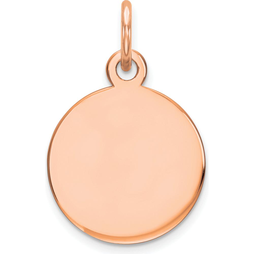 14K Rose Gold Round Disc Charm - Personalized Engravable Pendant by Oro Pregiato