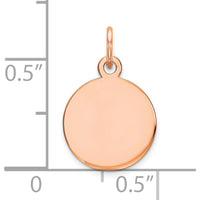 14K Rose Gold Round Disc Charm - Personalized Engravable Pendant by Oro Pregiato