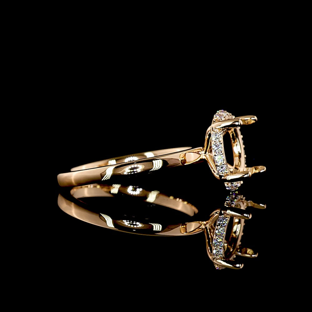 14K Rose Gold Round Halo Ring with 16 Lab-Grown Brilliant Cut Diamonds - 0.16 Carat Total Diamond Weight - Covaloro Fine Jewelry