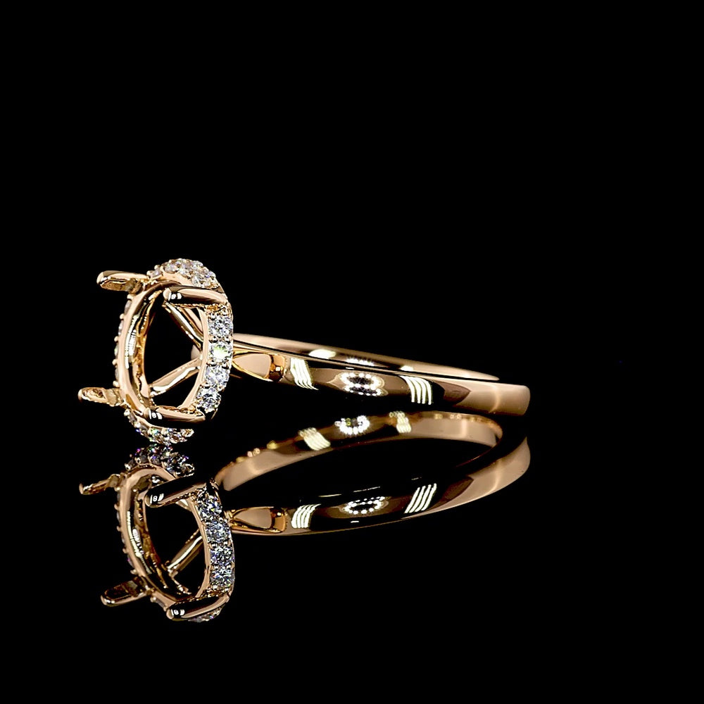 14K Rose Gold Round Halo Ring with 16 Lab-Grown Brilliant Cut Diamonds - 0.16 Carat Total Diamond Weight - Covaloro Fine Jewelry