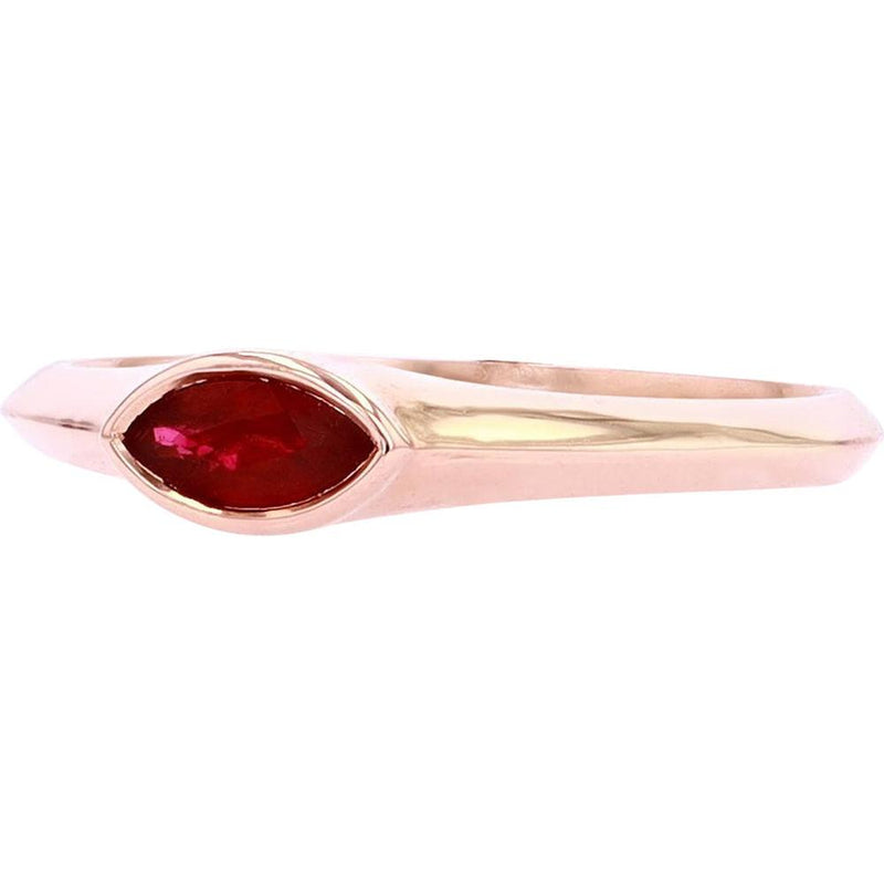 14K Rose Gold Ruby Marquise-Cut Ring - 0.27 Carat Total Carat Weight