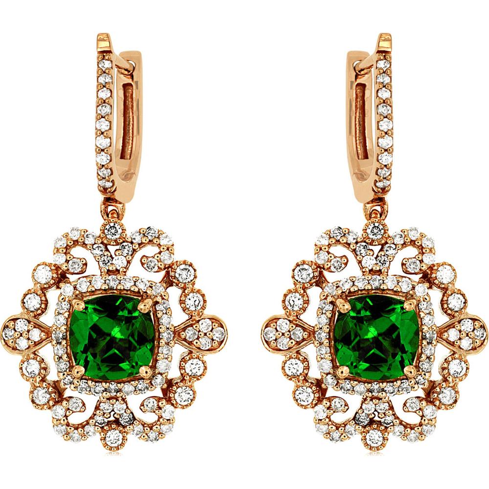 14K Rose Gold Russalite & Diamond Drop Earrings - 2.80 Carats Total Gem Weight