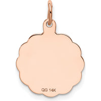 14K Rose Gold Satin and Polished Saint Christopher Medal with Scalloped Edge - 22.75mm by Oro Pregiato