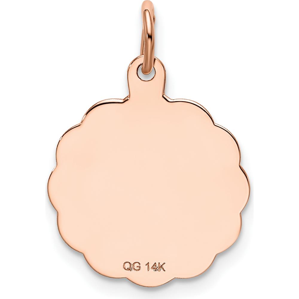 14K Rose Gold Satin and Polished Saint Christopher Medal with Scalloped Edge - 22.75mm by Oro Pregiato
