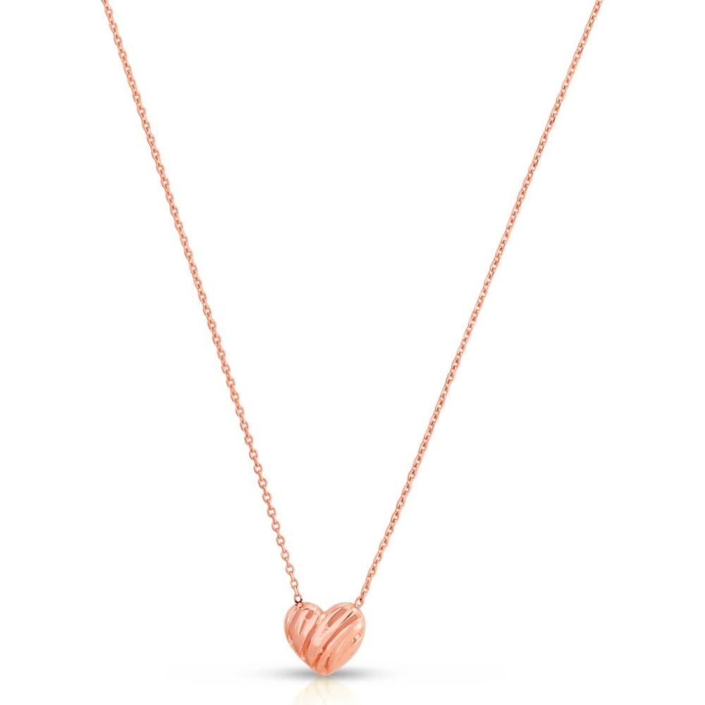 14K Rose Gold Scribbles Heart Necklace with Polished Finish - 18" by Orozza Fine Jewelry