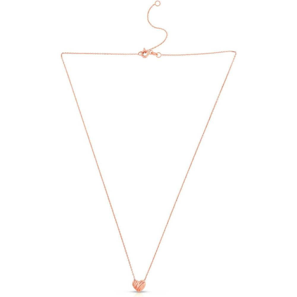 14K Rose Gold Scribbles Heart Necklace with Polished Finish - 18" by Orozza Fine Jewelry