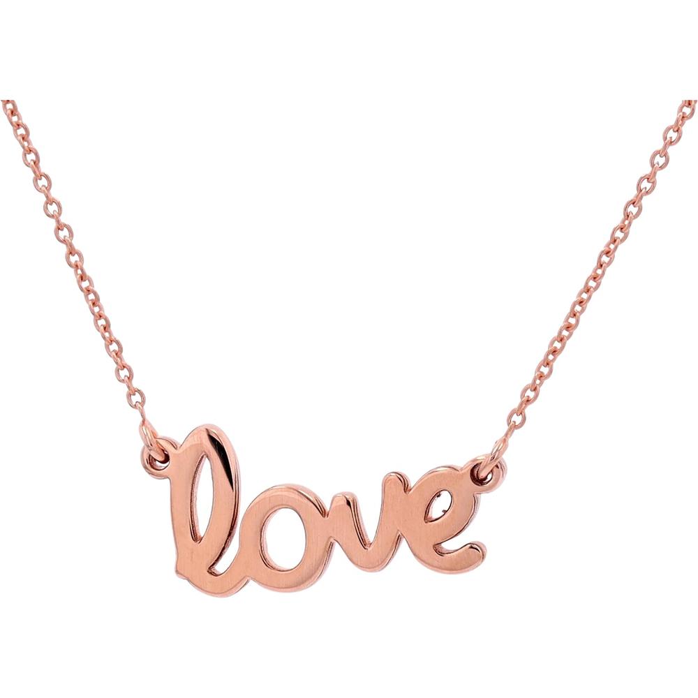 14K Rose Gold Scripted 'Love' Necklace on 18-Inch Chain