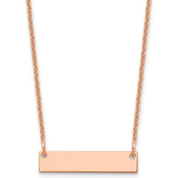 14K Rose Gold Small Blank Bar Necklace with Polished Finish - Personalized Jewelry by Oro Pregiato