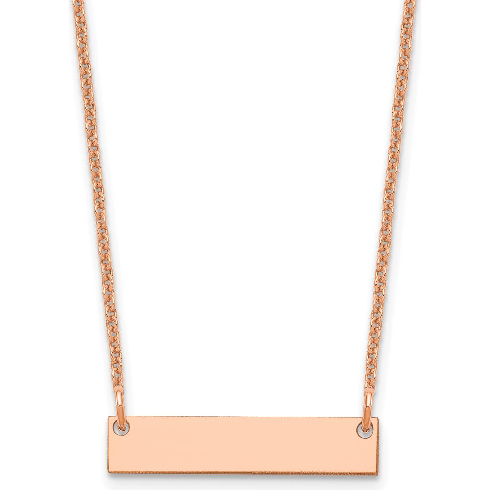 14K Rose Gold Small Blank Bar Necklace with Polished Finish - Personalized Jewelry by Oro Pregiato