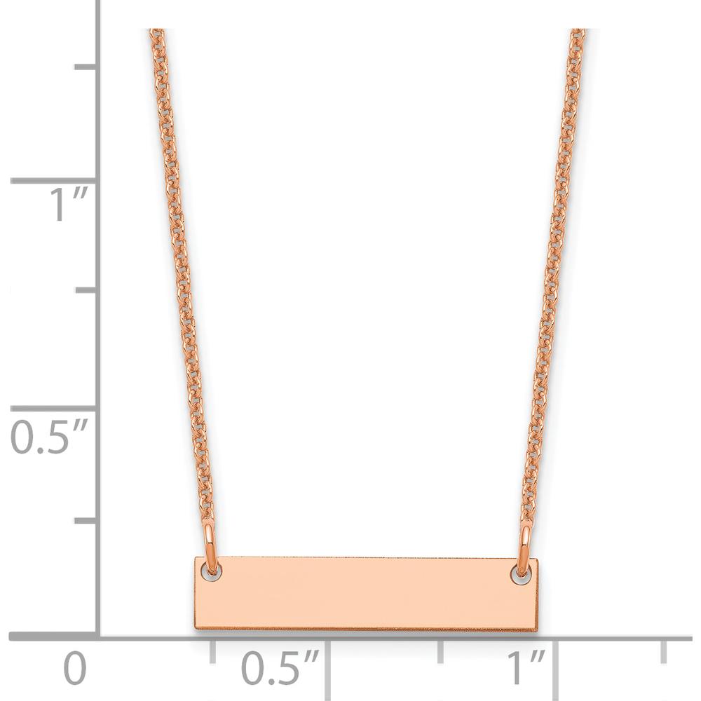 14K Rose Gold Small Blank Bar Necklace with Polished Finish - Personalized Jewelry by Oro Pregiato