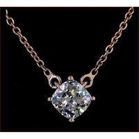 14K Rose Gold Square Cushion Brilliant Lab Diamond Solitaire Pendant - 0.76 Carat Total Weight - Covaloro Fine Jewelry