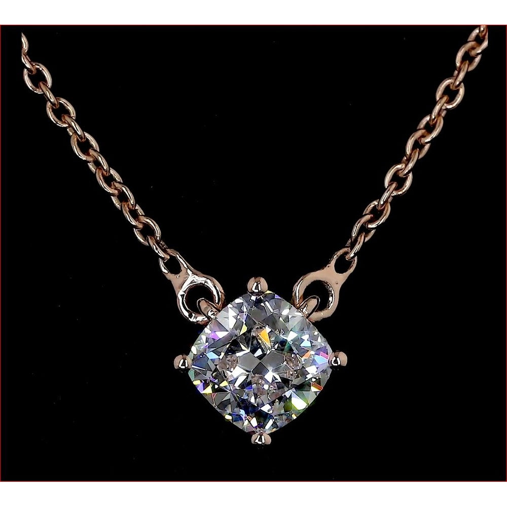 14K Rose Gold Square Cushion Brilliant Lab Diamond Solitaire Pendant - 0.76 Carat Total Weight - Covaloro Fine Jewelry