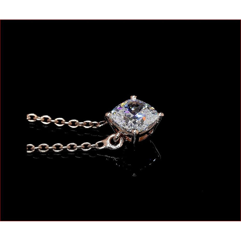 14K Rose Gold Square Cushion Brilliant Lab Diamond Solitaire Pendant - 0.76 Carat Total Weight - Covaloro Fine Jewelry