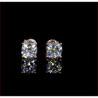 14K Rose Gold Square Cushion Cut Lab Diamond Stud Earrings - 1.49 Carat Total Weight, E-F Color VS2 Clarity, North-South Four Prong Setting - Covaloro Fine Jewelry