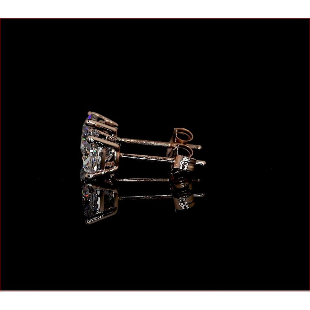 14K Rose Gold Square Cushion Cut Lab Diamond Stud Earrings - 1.49 Carat Total Weight, E-F Color VS2 Clarity, North-South Four Prong Setting - Covaloro Fine Jewelry