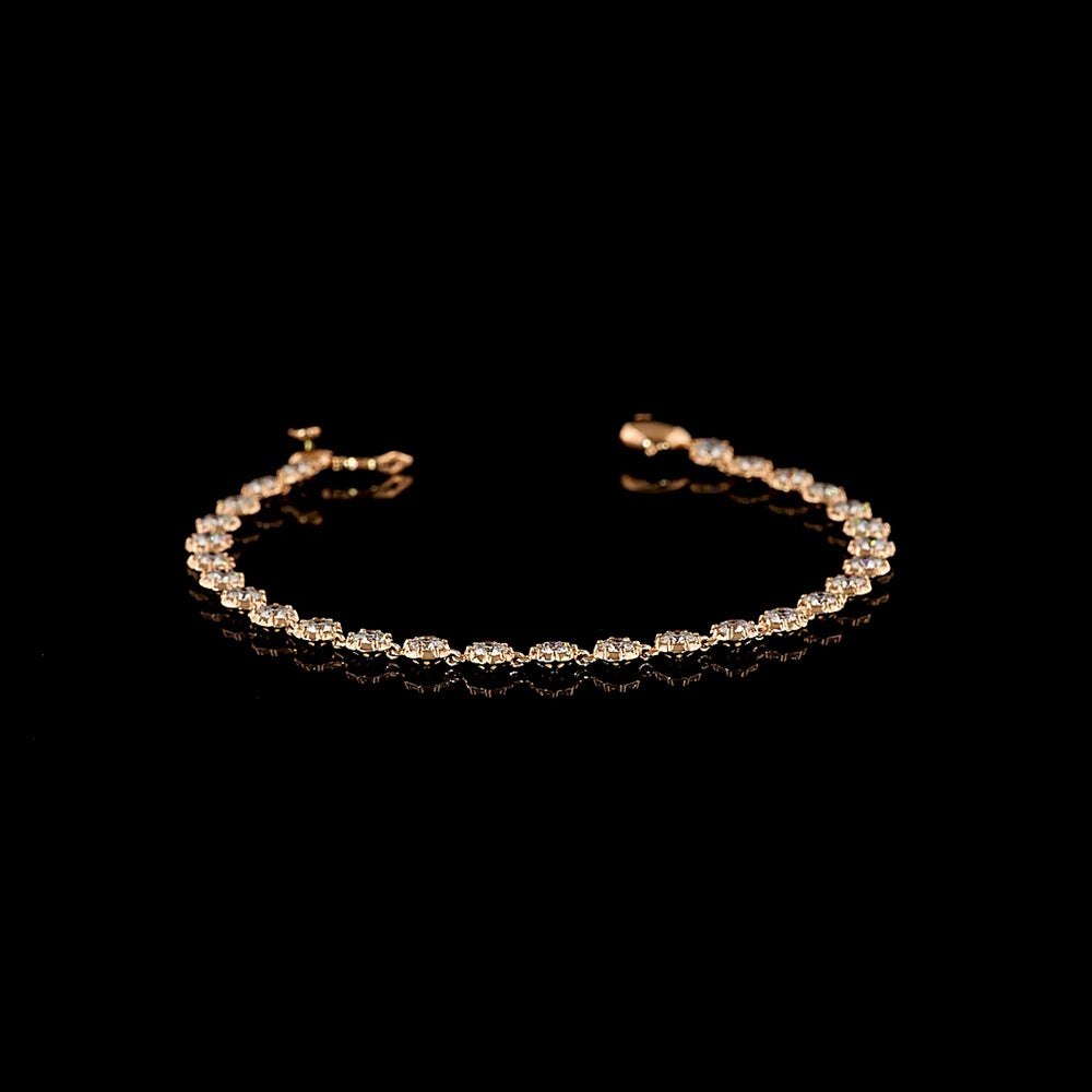 14K Rose Gold Station Bracelet with 28 Prong Set Round Cut Lab Grown Diamonds - 4.11 Carat Total Diamond Weight - Covaloro Fine Jewelry