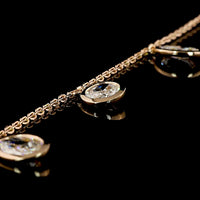 14K Rose Gold Station Bracelet with Bezel Set Rose Cut Oval Lab Diamonds - 3.49 Carat Total Diamond Weight - Covaloro Fine Jewelry