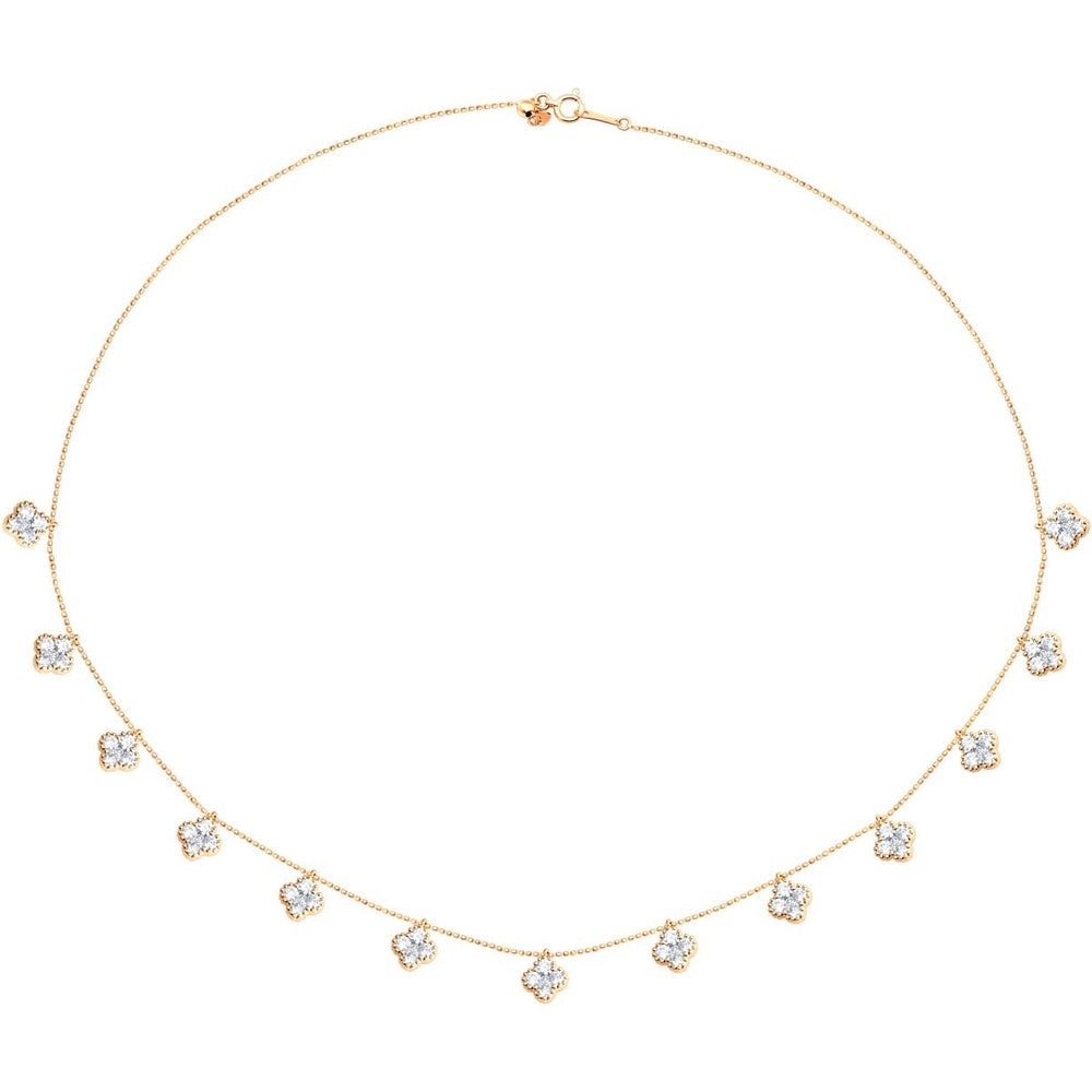 14K Rose Gold Station Necklace with 4-Prong Set Round Diamonds - 2.03 Carat Total Diamond Weight by Auriventus
