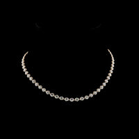 14K Rose Gold Station Necklace with 55 Round Bezel-Prong Set Lab Diamonds - 8.24 Carat Total Weight, E-F Color VS Clarity - Covaloro Fine Jewelry