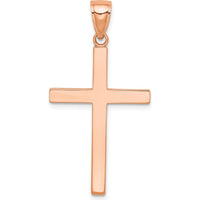 14K Rose Gold Stick Cross Pendant - 38mm Length, Reversible Design by Oro Pregiato