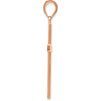 14K Rose Gold Stick Cross Pendant - 38mm Length, Reversible Design by Oro Pregiato