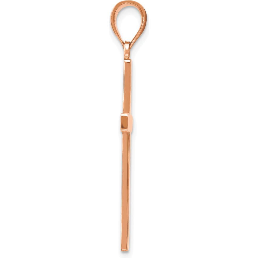 14K Rose Gold Stick Cross Pendant - 38mm Length, Reversible Design by Oro Pregiato