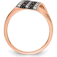 14K Rose Gold Tapered Band Ring with White and Champagne Diamonds - 0.46 Carat Total Diamond Weight by 0
