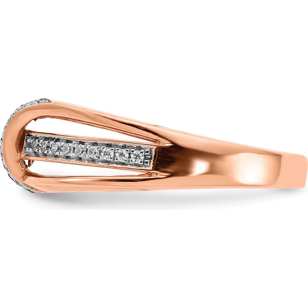 14K Rose Gold Tapered Band Ring with White and Champagne Diamonds - 0.46 Carat Total Diamond Weight by 0