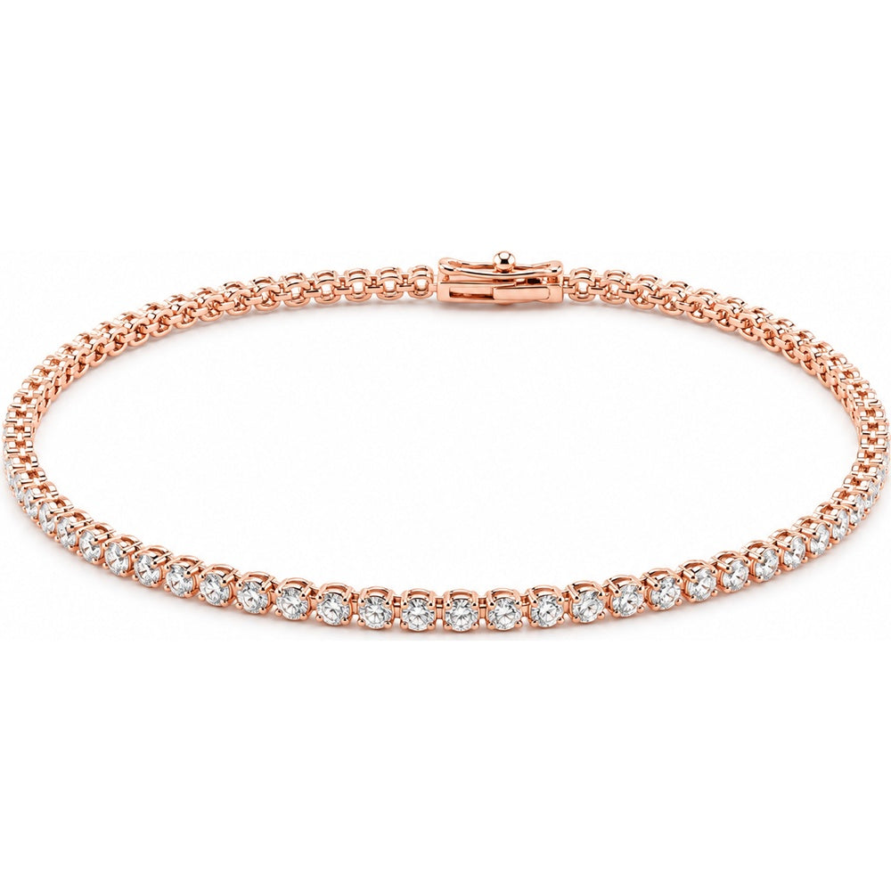 14K Rose Gold Tennis Bracelet with 4-Prong Set Round Diamonds - 6.94 Carat Total Diamond Weight by Auriventus