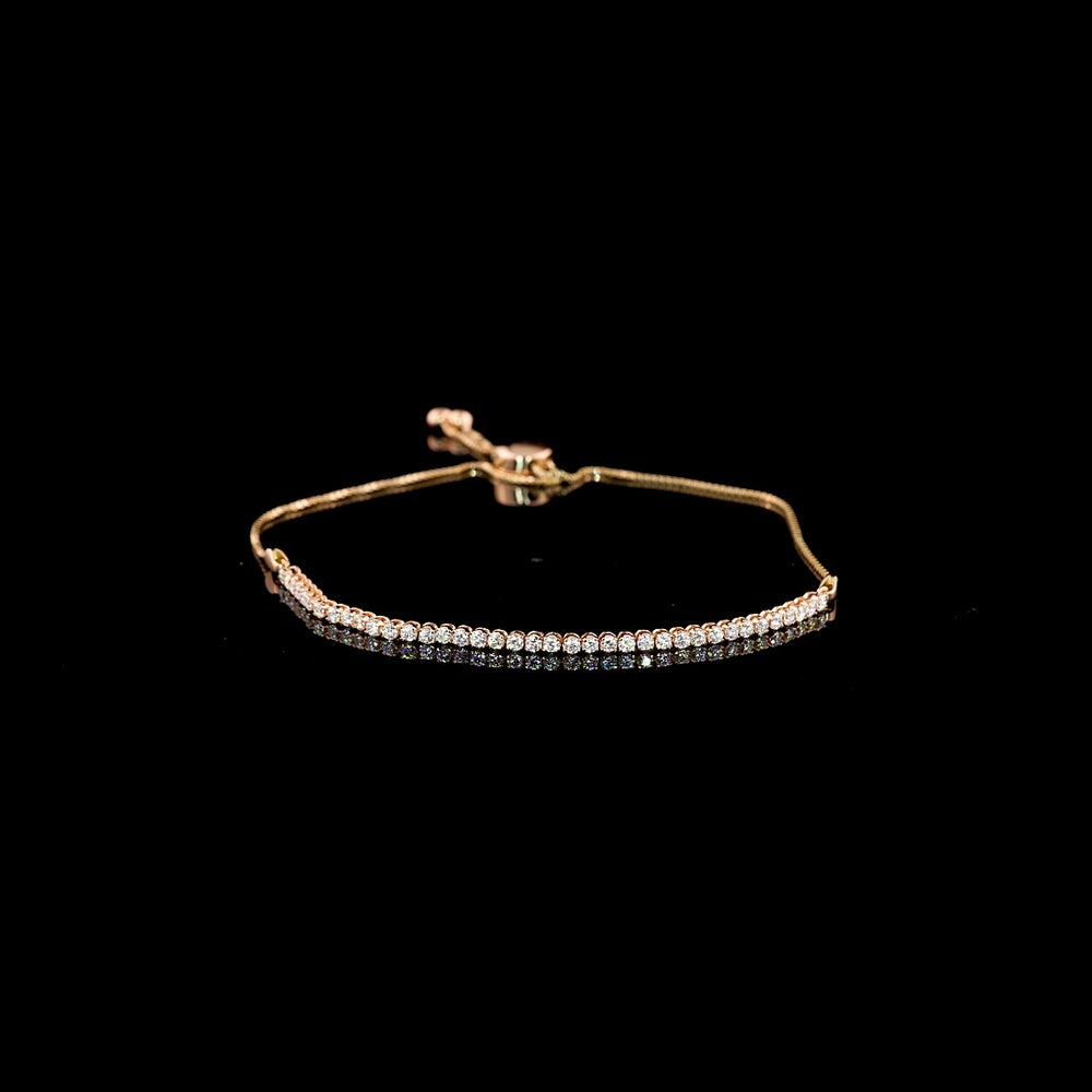14K Rose Gold Tennis Bracelet with 76 Lab-Grown Round Brilliant Cut Diamonds (E-F, VS2) - 1.96 Total Carat Weight - Covaloro Fine Jewelry