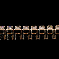 14K Rose Gold Tennis Bracelet with Bezel Set Emerald Cut Lab Diamonds - 7.16 Carats Total Diamond Weight - Covaloro Fine Jewelry