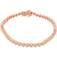 14K Rose Gold Tennis Bracelet with Prong-Set Round Diamonds - 1.00 Carat Total Diamond Weight