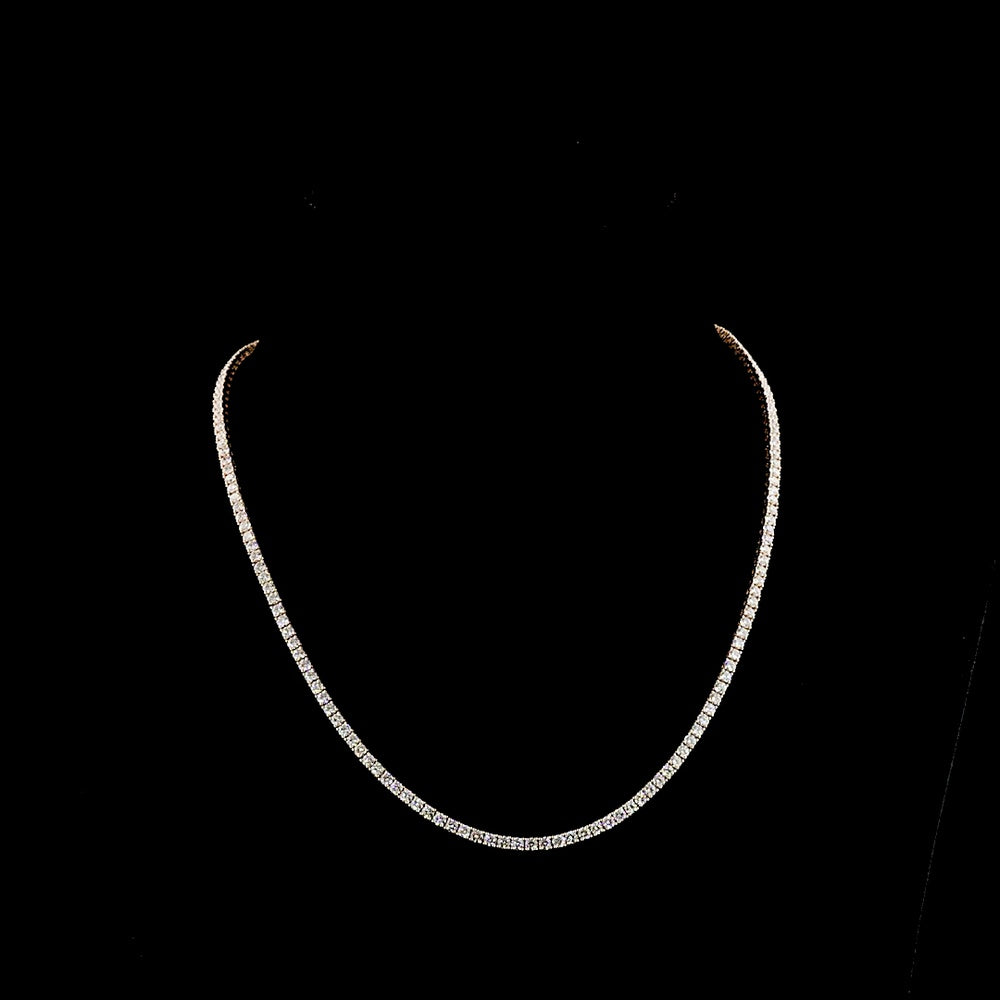 14K Rose Gold Tennis Necklace with 165 Round Brilliant Cut Lab-Grown Diamonds - 8.73 Total Carat Weight, E-F Color VS1 Clarity - Covaloro Fine Jewelry