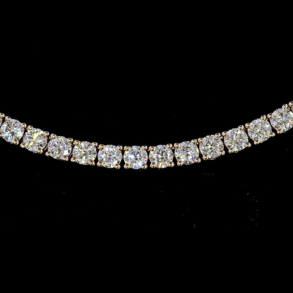 14K Rose Gold Tennis Necklace with 165 Round Brilliant Cut Lab-Grown Diamonds - 8.73 Total Carat Weight, E-F Color VS1 Clarity - Covaloro Fine Jewelry