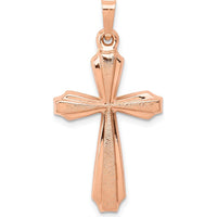 14K Rose Gold Textured Passion Cross Pendant - 34mm Length by Oro Pregiato