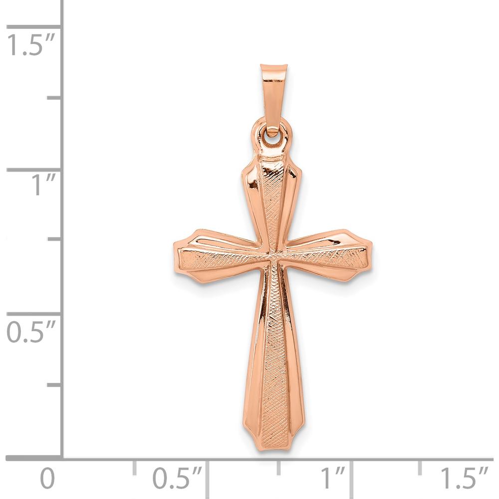 14K Rose Gold Textured Passion Cross Pendant - 34mm Length by Oro Pregiato