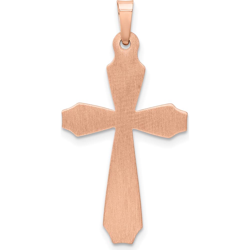 14K Rose Gold Textured Passion Cross Pendant - 34mm Length by Oro Pregiato