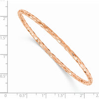 14K Rose Gold Textured Polished 3mm Slip-On Bangle Bracelet by Oro Pregiato