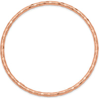 14K Rose Gold Textured Polished 3mm Slip-On Bangle Bracelet by Oro Pregiato