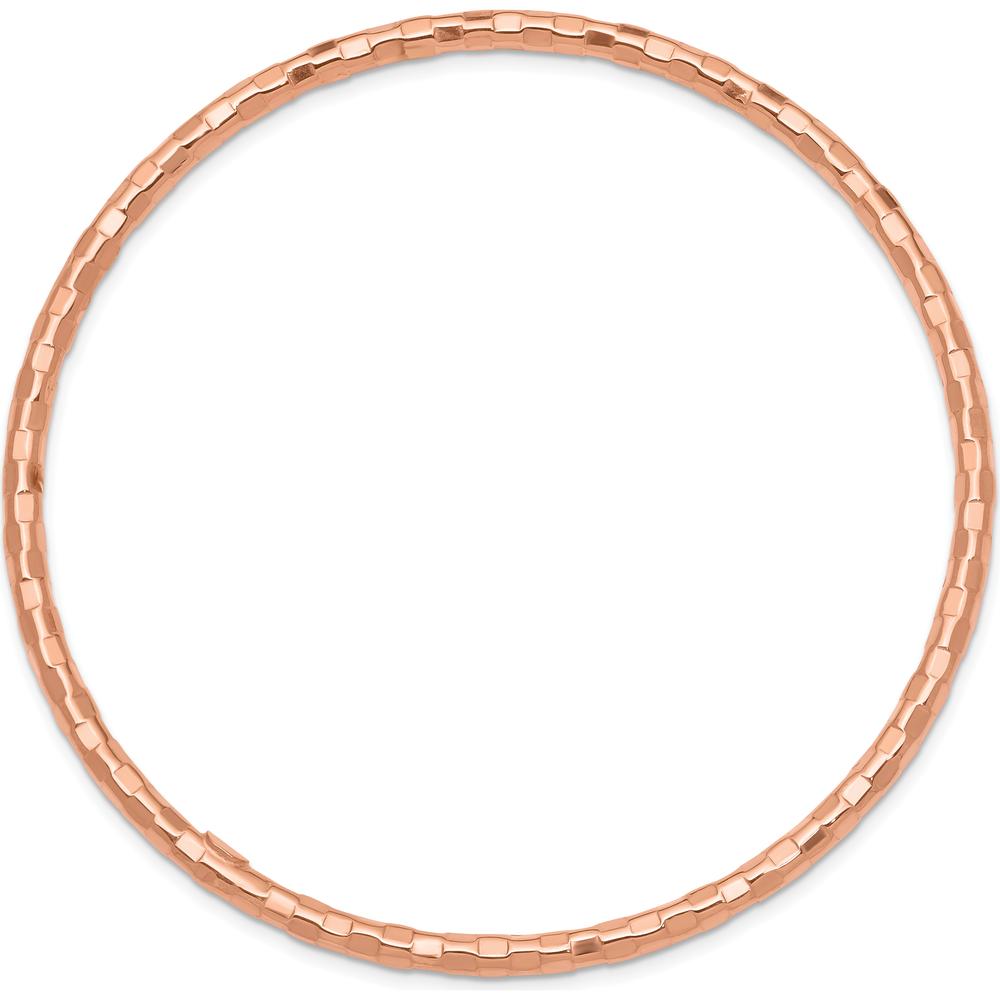 14K Rose Gold Textured Polished 3mm Slip-On Bangle Bracelet by Oro Pregiato
