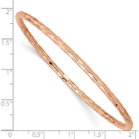 14K Rose Gold Textured Polished 3mm Slip-On Bangle Bracelet by Oro Pregiato
