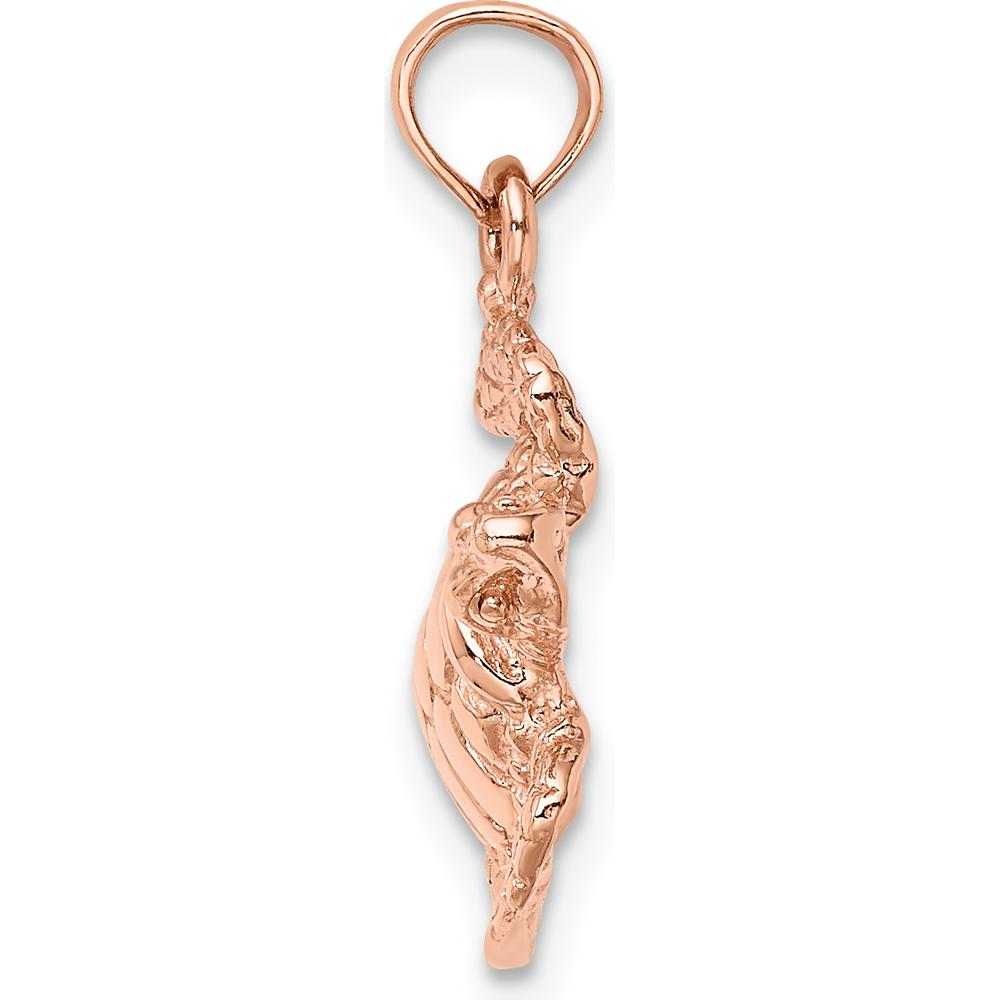 14K Rose Gold Textured Sea Turtle Charm Pendant - Ocean Inspired Design by Oro Pregiato