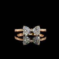 14K Rose Gold Toi et Moi Ring with Two Heart Shaped Lab Diamonds - 0.84 Carat Total Weight, E-F Color VS1 Clarity, East-West Prong Setting - Covaloro Fine Jewelry